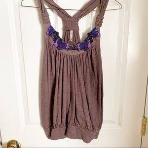 Free People embroidered razor back tank